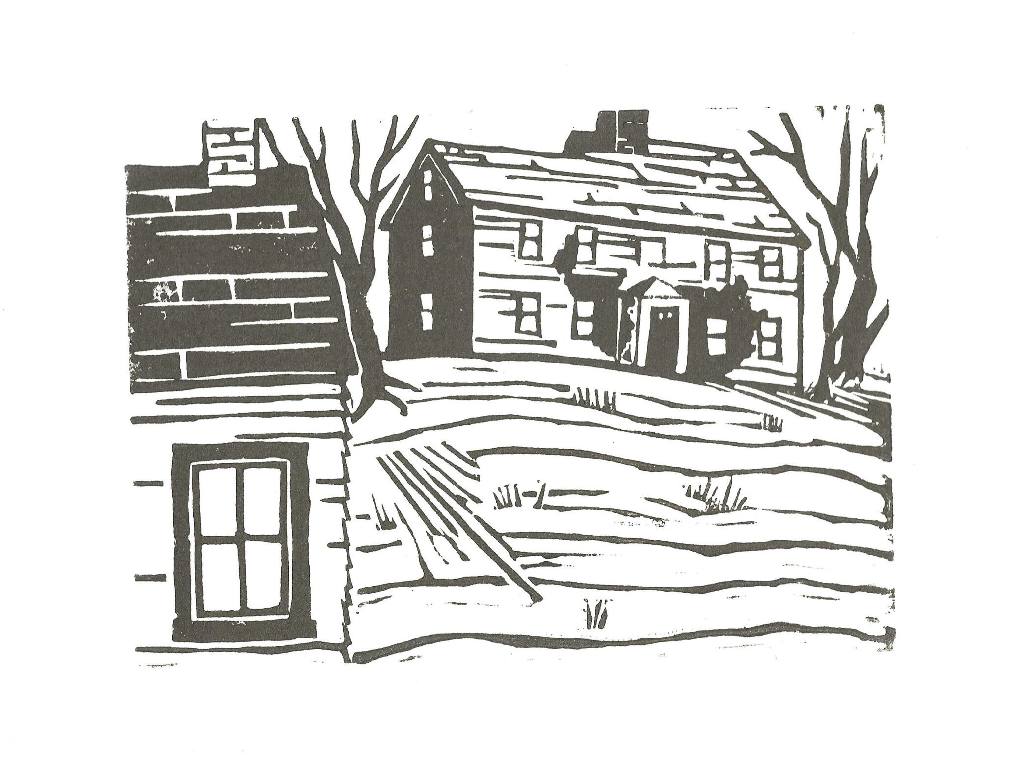 The Balch Shop, linocut, 2022