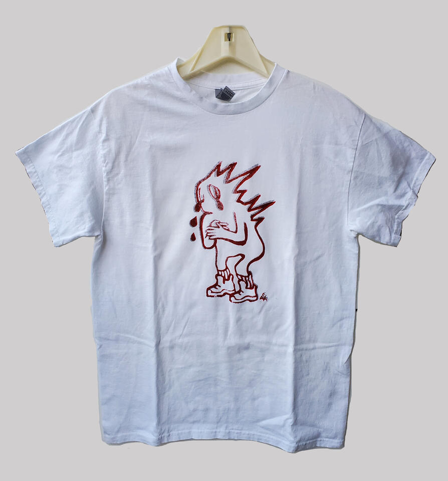 white tee blackred